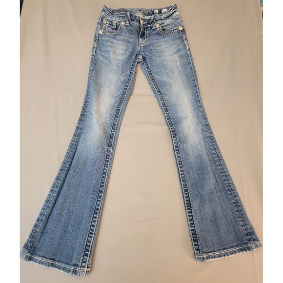 Miss Me Women's Bootcut Jeans, Size 26, Rhinestones Embellished Pockets - Picture 1 of 12